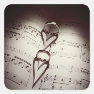 Adesivo Quadrado Músicas sobre Corações de Casamento