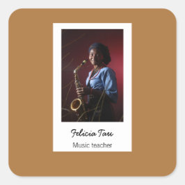 Adesivo Quadrado Músico de fotos personalizado marrom