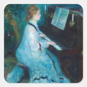 Adesivo Quadrado Musico de Piano Renoir Woman
