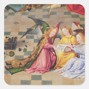 Adesivo Quadrado Músicos do anjo do painel direito do altarpiece