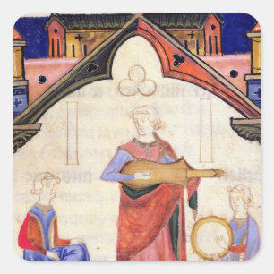 Adesivo Quadrado Músicos que jogam a guitarra e o pandeiro