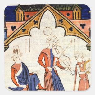 Adesivo Quadrado Músicos que jogam uma viola e um pandeiro