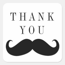 Adesivo Quadrado Mustache Obrigado Sticker