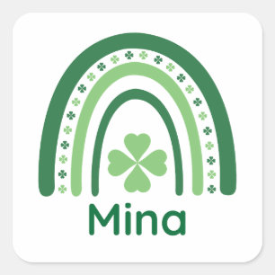 Adesivo Quadrado Myna Name Clover Boho Rainbow