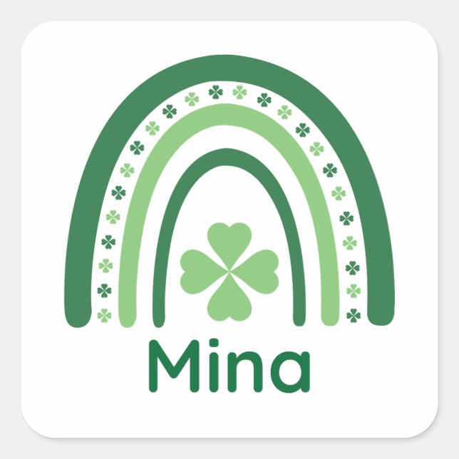 Adesivo Quadrado Myna Name Clover Boho Rainbow (Frente)
