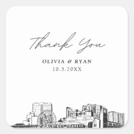 Adesivo Quadrado Myrtle Beach Wedmarks Favor Obrigado