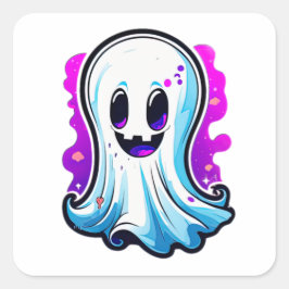 Adesivo Quadrado Mystic Whispers, Fantasma Bonita do Halloween