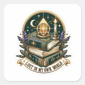 Adesivo Quadrado Mystical Bookstack Sticker - Lost In My Own World 