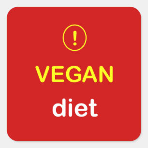 Adesivo Quadrado n4 - DIETA alerta do VEGAN do ~ da comida