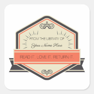 Adesivo Quadrado Na Biblioteca De: (Personalizada)