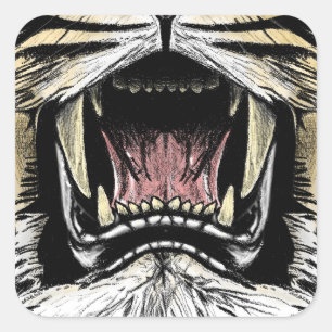 Adesivo Quadrado Na Boca do Leão