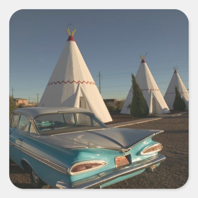 Adesivo Quadrado NA, EUA, Arizona, Holbrook Route 66, Wigwam (Frente)
