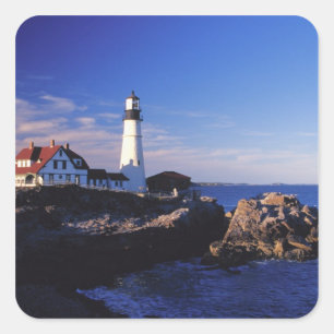 Adesivo Quadrado NA, EUA, Maine. Farol de Portland Head.