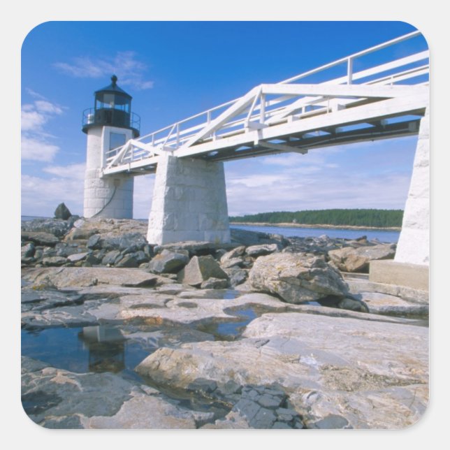 Adesivo Quadrado NA, EUA, Maine, Port Clyde. Marshall Point (Frente)