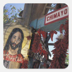 Adesivo Quadrado NA, EUA, Novo México, Papais noeis Fe.