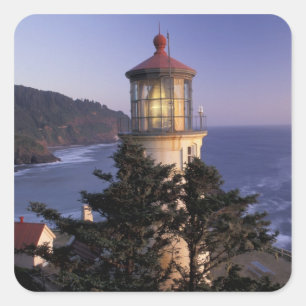 Adesivo Quadrado NA, EUA, Oregon, Farol Heceta Head,