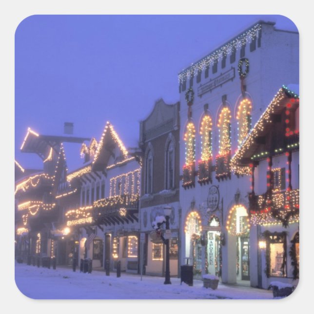 Adesivo Quadrado NA, EUA, Washington, Leavenworth. Rua Principal (Frente)