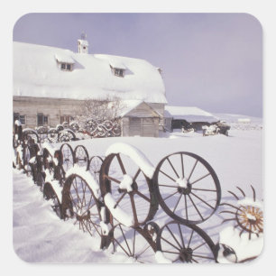 Adesivo Quadrado NA, EUA, Washington, Uniontown, celeiro branco e