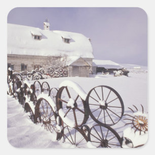 Adesivo Quadrado NA, EUA, Washington, Uniontown, White Barn e