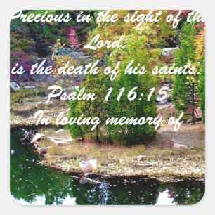 Adesivo Quadrado Na memória do 116:15 do salmo