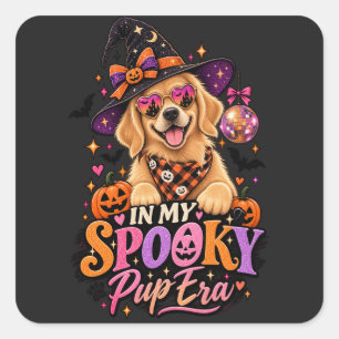 Adesivo Quadrado Na Minha Era de Cachorro Assustador Golden Retriev