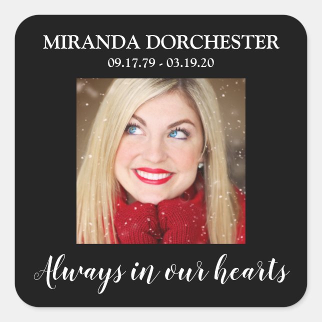 Adesivo Quadrado Na moda Black Photo Funeral Square Sticker (Frente)