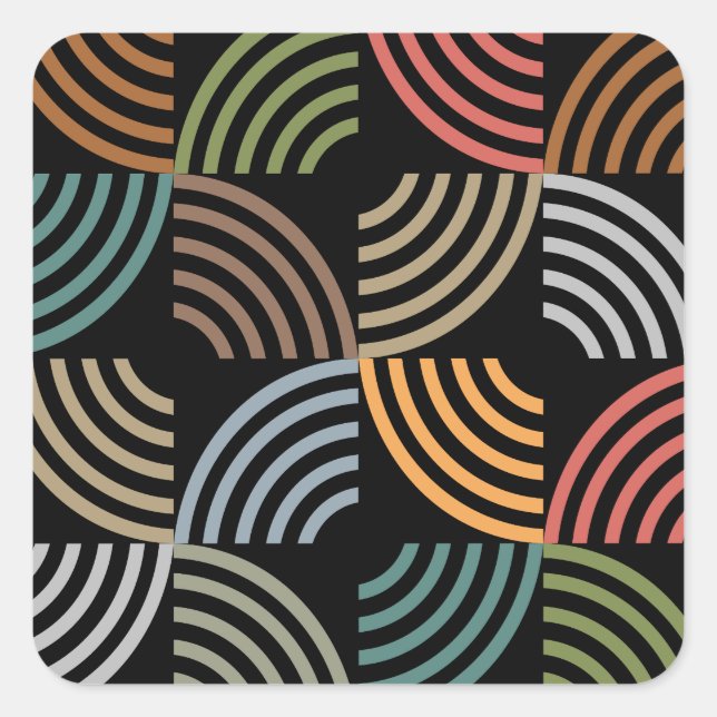 Adesivo Quadrado Na moda de padrão moderno - Vintagem geométrica da (Frente)