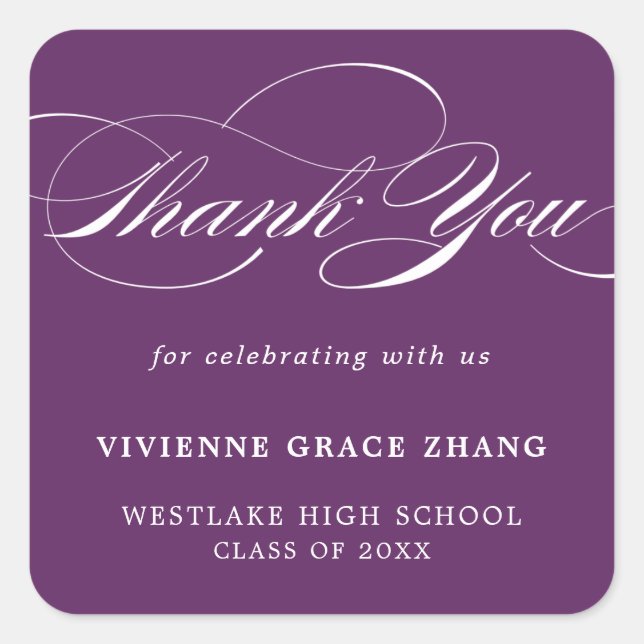 ADESIVO QUADRADO NA MODA ELEGANTE SCRIPT OBRIGADO VOCÊ VESTICADOR (Frente)