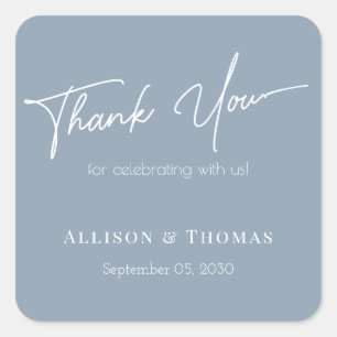 Adesivo Quadrado Na moda Gratidão: Casamento Personalizado Obrigado