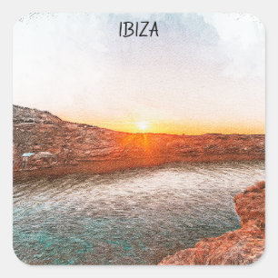 Adesivo Quadrado Na moda Ibiza Espanha Sunset