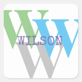 Adesivo Quadrado na moda INTIAL nome monograma mínimo