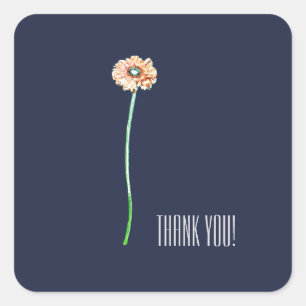 Adesivo Quadrado Na moda Minimalística de Flor de Gerbera Vermelha