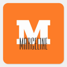 Na moda Modern Name Inicial | Neon Sunset Orange