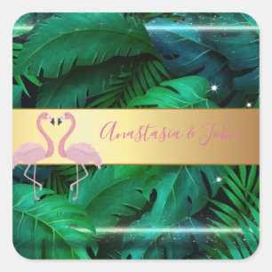 Adesivo Quadrado Na moda moderno,Folhas Tropicais de Palma,Rosa