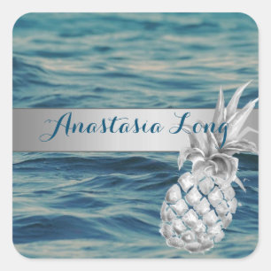 Adesivo Quadrado Na moda moderno, praia, veja, abacaxi