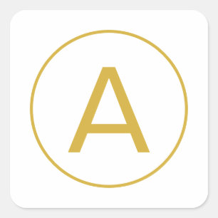 Adesivo Quadrado Na moda Monograma inicial - Letra Dourada branca