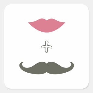 Adesivo Quadrado Na moda Mustache e Lábios Envelope Selo