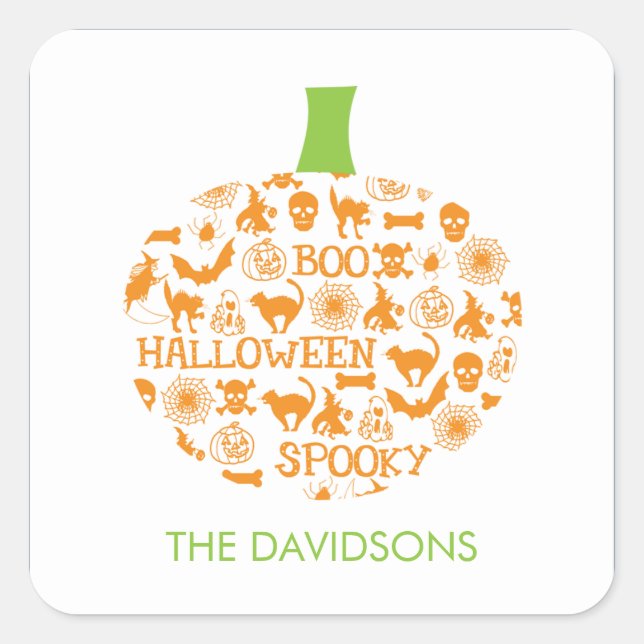 Adesivo Quadrado Na moda Pumpkin Halloween Dag Stickers (Frente)