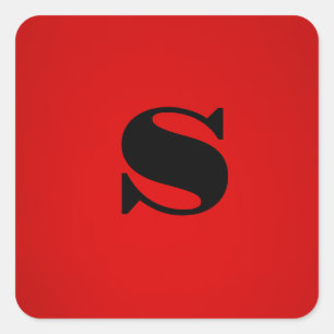 Adesivo Quadrado Na moda Red Black Monograma Inicial