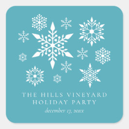 Adesivo Quadrado Na moda Snowflakes no Turquoise Holiday Party