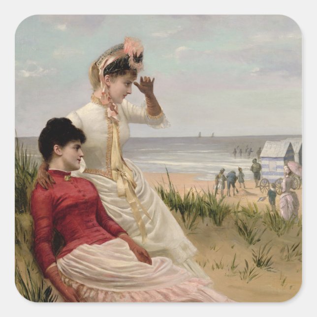 Adesivo Quadrado Na praia (Frente)