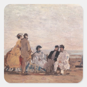 Adesivo Quadrado Na praia em Trouville, c.1865