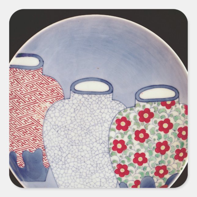 Adesivo Quadrado Nabeshima Dish, Período Edo (Frente)