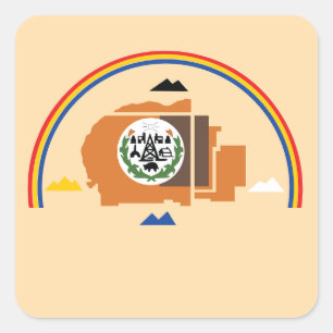 Adesivo Quadrado Nação Navajo bandeira - índio americano - selo exc