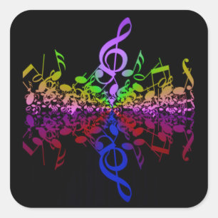 Adesivo Quadrado Nada, Mas Música Treuda Passa O Arco-Íris