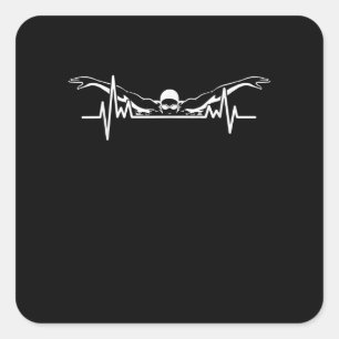 Adesivo Quadrado Nadar Natação da Equipe Nadadora Raparigas