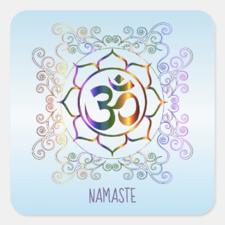 Adesivo Quadrado Namaste Aum (Om) Lotus Prismatic Ornamental
