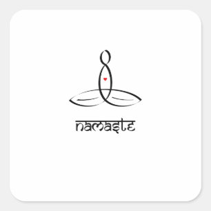 Adesivo Quadrado Namaste - estilo sânscrito preto