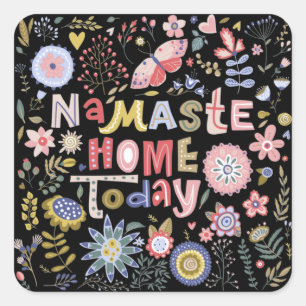 Adesivo Quadrado Namaste Home Today Folk Art Floral