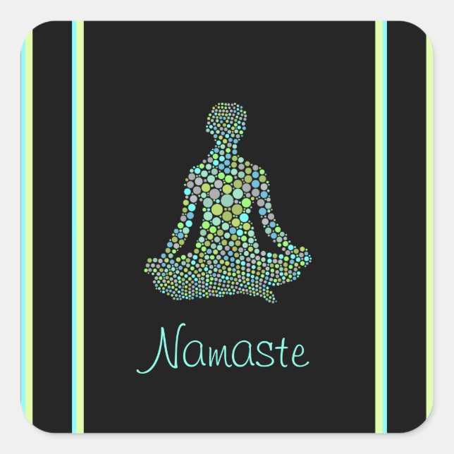 Adesivo Quadrado Namaste Yoga Pose Serene Personalizado (Frente)